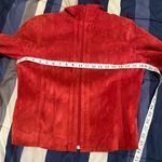 Yvonne & Marie 100% Authentic Leather Zipper Down Jacket Red Size 6 Photo 9