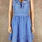 Julia Jordan Women's Blue/White Striped Ruffle V-Neck A-Line Dress NWOT 6 Photo 4