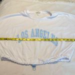 Derek Heart  Los Angeles Cropped Top Terry Cloth Juniors Size XL White Blue Photo 3