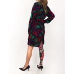 Vintage Patterned Dress with Draped Skirt | Size M Purple Size M Photo 7