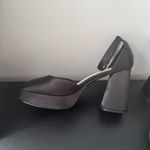 Modatope Women’s Black Satin Platform Chunky Block Heel Platform Pump Size 8 Photo 5