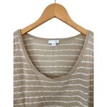 J Jill Women's Striped Button Shoulder 3/4 Sleeve Knit‎ Top Tan Size M Photo 1