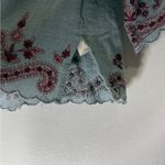 Free People Blue Adriana Woven Tee Embroidered Crop XS Boho Beach Photo 5