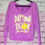 Miami Style  DAYTONA BEACH FLORIDA FLORAL GRAPHIC PRINT LAVENDER SWEATSHIRT M NWT Photo 0