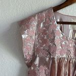 Savanna Jane Womens Shirt Blouse Metallic Pink Floral Embroidered Size Large Photo 4