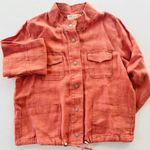 C&C California Linen Shacket Salmon Orange Medium Lightweight Long Sleeve Photo 0
