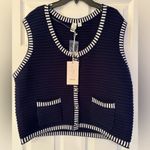 Joie  Knit Vest Top Navy & White Striped Tank Top Sweater Women’s Blue Size XL Photo 1