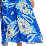Farm Rio  NWT Women’s Size L Blue White Tropical Groove Cutout Detail Midi Dress Photo 6