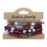 Football Beaded Bracelet Stacking Set Stretch Bracelets Game‎ Day Jewelry New White Photo 1