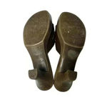 Fioni  90's Y2K Vintage, Brown Leather Floral Open Toe Heel 8.5 Photo 7