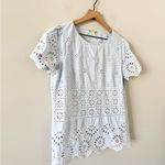 Gianni Bini  Cotton Eyelet Blouse in Blue & White Stripe Size L Photo 2