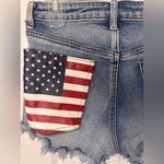 Almost Famous  American Flag Jean Denim Shorts M NWOT Photo 2