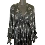 MISA Los Angeles Ales Floral Black Maxi Smocked Dress Size Medium Photo 4
