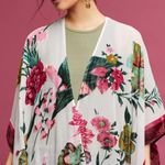 Anthropologie  Velvet Ruana Kimono Floral Print Size OS Photo 4