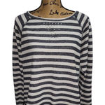 Ellen Tracy Company Striped Rhinestone Sweatshirt Pullover Top XL Photo 0