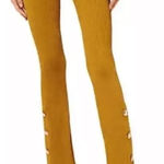 Good American  Plaited Rib‎ Boss Flare Pants GoldenRod Womens GA Size 3 Large NEW Photo 0