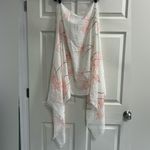 Anthropologie  Do Everything in Love Cream & Pink Palm Tree Scarf - 72” x 28” GUC Photo 3