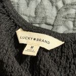 Lucky Brand  jet black short sleeve textured top rounded square neck medium NWT Photo 9