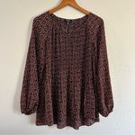 Jones New York 🦋  Red Orange Flowy Blouse Long Sleeve Medium Photo 0