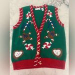 Laura Gayle Ugly Christmas Sweater Vest Petite Vest Gold Buttons EUC Green Size undefined Photo 0