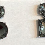 J.Crew Gunmetal Gray Cubic Zirconia Mismatched Drop Earrings 1" Dangle Pierced Photo 0