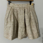 Hunter Dixon Women's Beige Gold Tweed Pleated Mini Skirt Party Cocktail Size‎ 2 Tan Photo 0