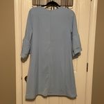 BRAND NEW Bell Sleeve V Neck Lined Dress Size L Blue Size L Photo 3