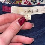 Rewind  Navy Blue Patterned Short Sleeve Blouse Size Juniors Small Photo 2