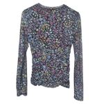 BCBGMAXAZRIA Fitted Floral Long Sleeve Ruched Top Size Small Photo 3