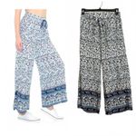 Indero Women's Large Chic Trendy Floral Wide Leg Lounge Pants Boho White Photo 1