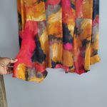 Investments Multicolor Long Sleeve Sheer Flounce Bottom Button Down Top Size XL Photo 2