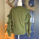 J.Crew  Ruffle Sleeve Wool Blend Sweater in Olive Green size XS Photo 3