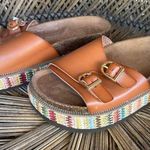 Kimono floral wrap poncho / Retro Tan Platform Sandals festival Size undefined Photo 6