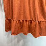 Inner beauty Rust Orange Baby Doll Tiered Ruffle Long Sleeve V Neck Knit Dress Photo 4