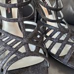 Nina New York  Black Glittery Wrapped High Heel Shoes Photo 4