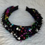 Headband metallic Velvet & Sequin Plush Headband. Rainbow Sequin Twist Black Photo 0