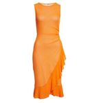 NWT Fuzzi Ruffle Mesh Dress Orange Size XS Photo 2