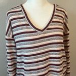 American Eagle  Soft & Sexy Plush Striped Long Sleeve VNeck TShirt Size Medium Photo 1