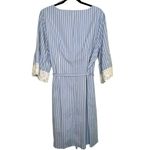 Westport V Neck Bell Sleeve Dress Blue White Stripe Crochet Lace Sleeve Size 20 Photo 3