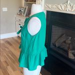 Bow Front Green Cotton Ruffle Hem Top New Photo 4