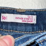 SO Medium Wash High Rise Vintage Stretch Distressed Denim Mom Shorts Photo 3
