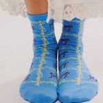 Free People NWT Tie A Bow Ankle Socks in Light Blue Photo 0
