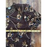 Scala  Women's Black Floral 100% Silk Beaded Blouse Top Size Large Photo 7