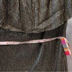 Boston Proper  Women’s S Shirt Shirt Foil Metallic Silver Black Off Shoulder Photo 2