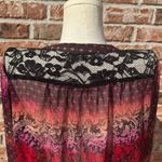 Figuroa & Flower long sleeved ombré semisheer abstract patterned top / L / EUC Red Size L Photo 5