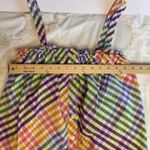 J Crew Tank Top Women's Sz 0 Rainbow Gingham‎ Square Neck Button Front Cotton Photo 12