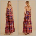 Farm Rio 💕💕 Blue Forest Mosaic Sleeveless Maxi Dress ~ Large NWT Photo 1