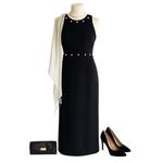 Watters and Watters Black Pearl Trimmed Formal Gown Size 6 Elegant Evening GUC Photo 2