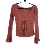 Free People  Intimately Say When Mauve & Gold Metallic Cut Out Front Blouse S Photo 0