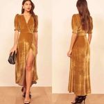 Reformation  The Peonie Wrap Silk Blend Midi Dress Size XS Gold Photo 3